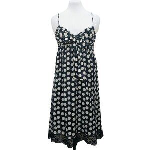 ROBERT RODRIGUEZ Silk lace polka dot empire waist flowy midi dress